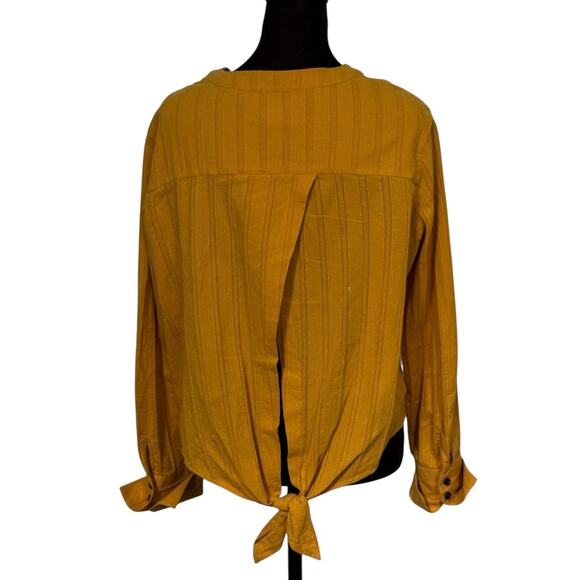 Treasure & Bond Women’s Shirt Small Button Up Tie In Back Mustard Yellow Summer - Picture 3 of 7